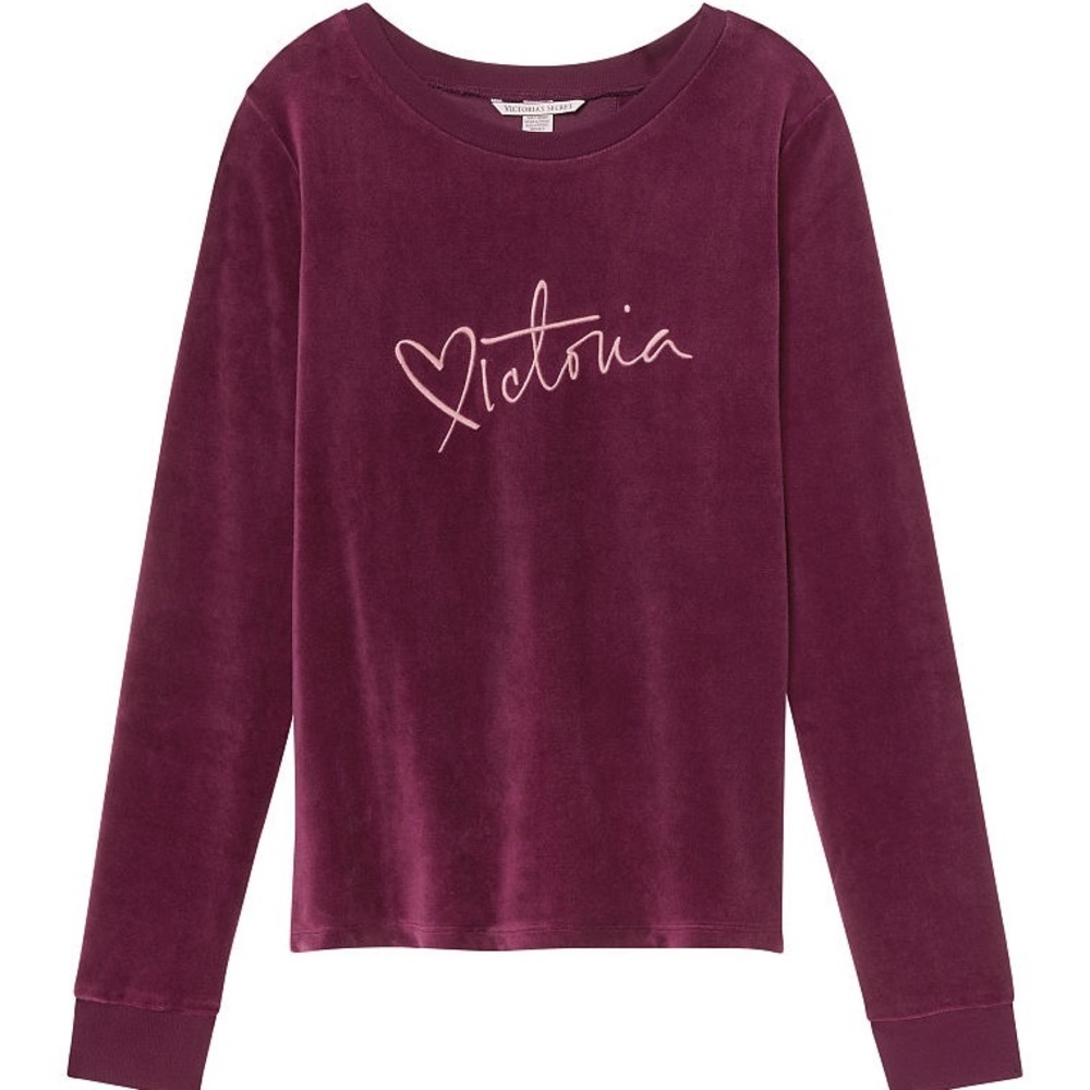 ❤️ NWOT Victoria’s Secret VS Wine Red Velour Crossback Pullover Sweatshirt
